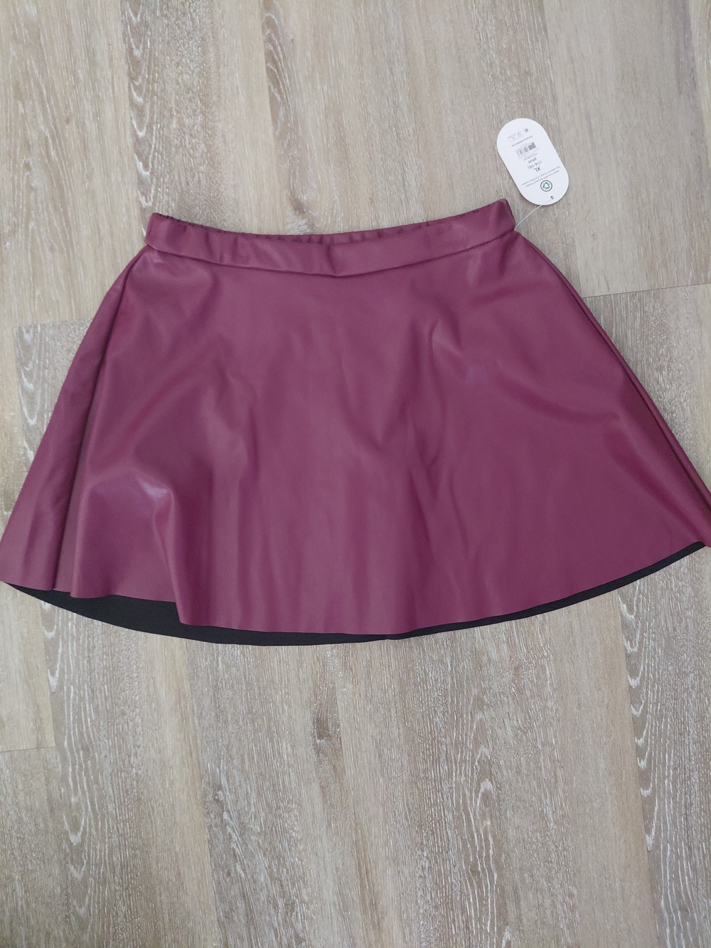 Girls Faux Leather A-Line Skater Skirt - Burgundy XL Plus